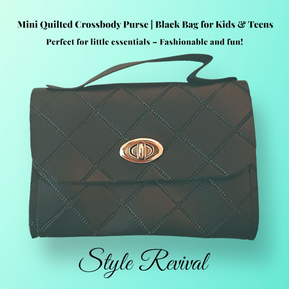 SOLD Mini Quilted Black Crossbody Purse Adjustable Strap Kids Teens